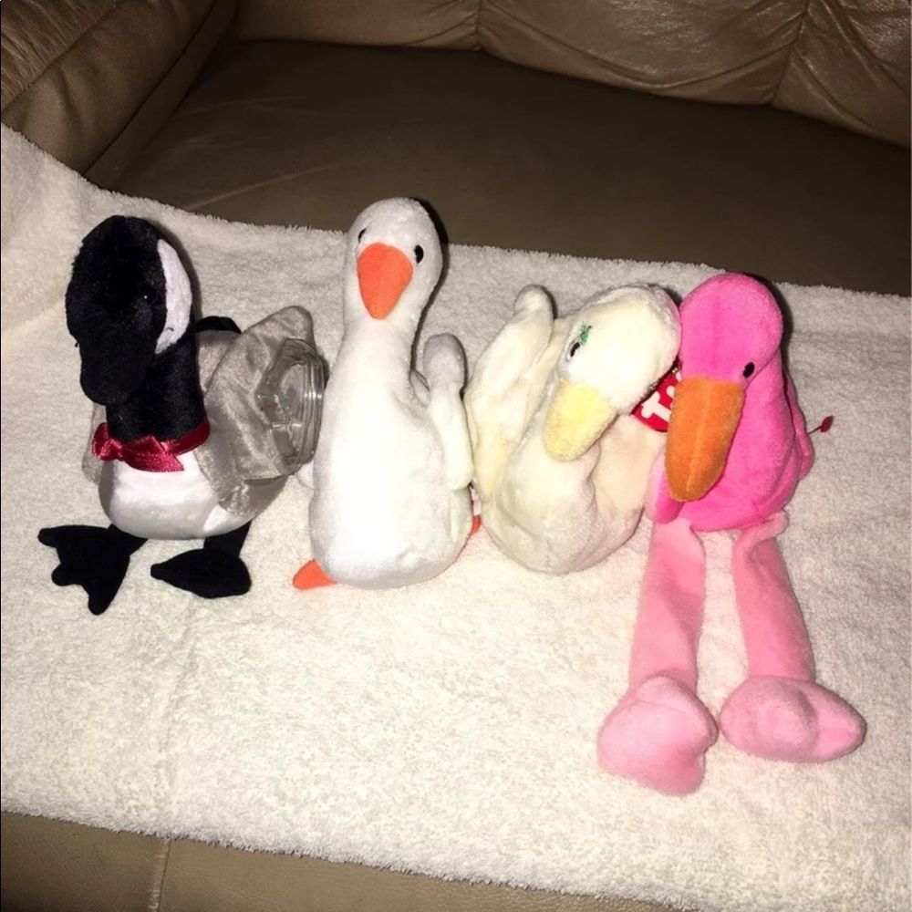 Ty Beanie Babies Loosy, Gracie, Goddess, Pinky.